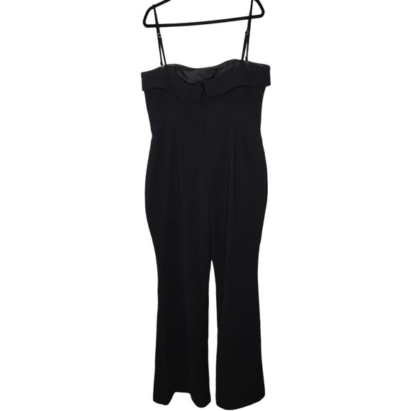 Nadine Merabi Sabrina Black Sleeveless Wide Leg Belted Crepe Jumpsuit Size 2X/14 - Picture 10 of 16